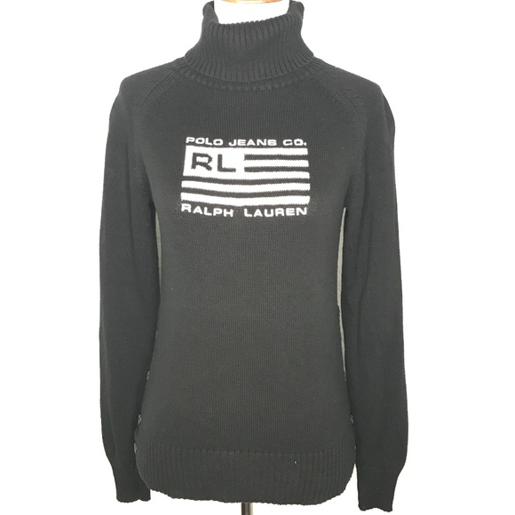 Ralph Lauren Sweaters - Polo Jeans Ralph Lauren Flag Black Sweater A070182